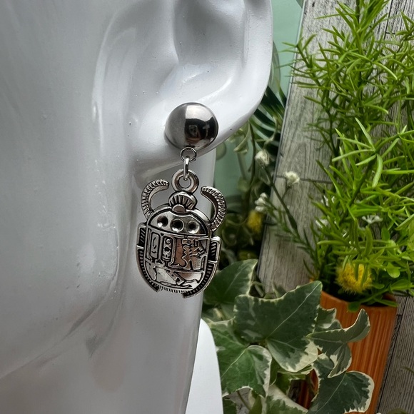 Egyptian Beetles Spiritual Statement Earrings  - Ancient  Spiritual Earrings - Picture 7 of 9
